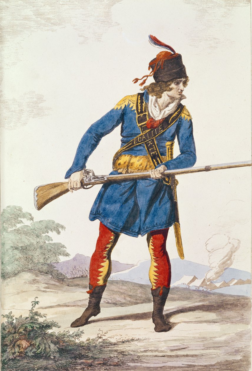 Sotilaallinen mekko, kaiverrus Vivant Dominique Denon tekijältä Jacques Louis David