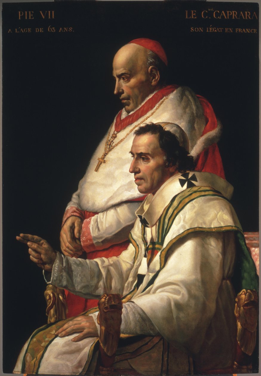 Muotokuva paavi Pius VII:stä ja kardinaali Caprarasta tekijältä Jacques Louis David