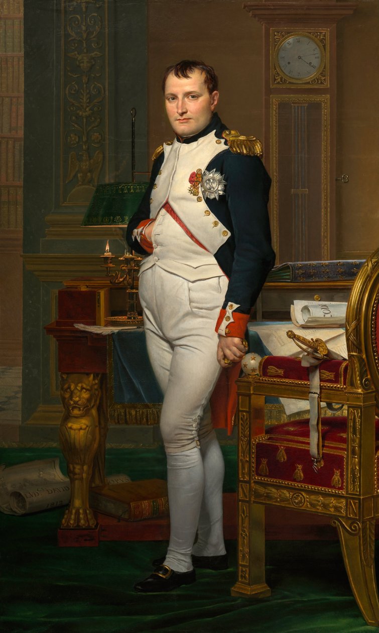 Keisari Napoleon tutkimuksessaan Tuileriesissa tekijältä Jacques Louis David