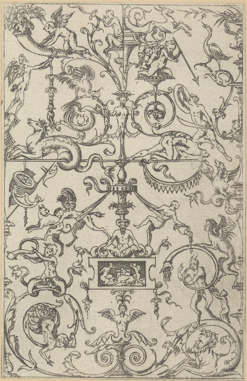 Groteski paneeli, 1550. tekijältä Jacques Androuet Du Cerceau