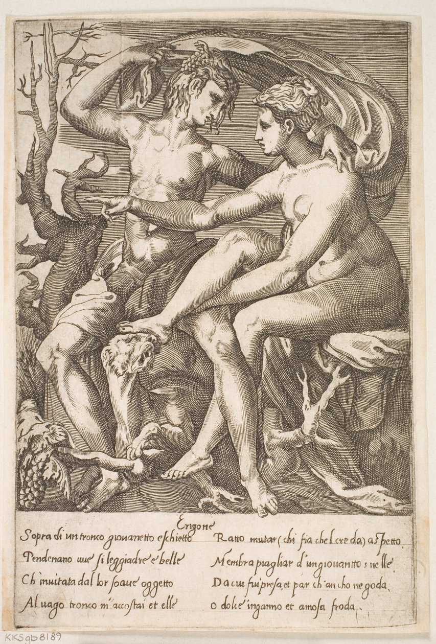 Bacchus ja Erigone tekijältä Jacques Androuet Ducerceau d.Æ.
