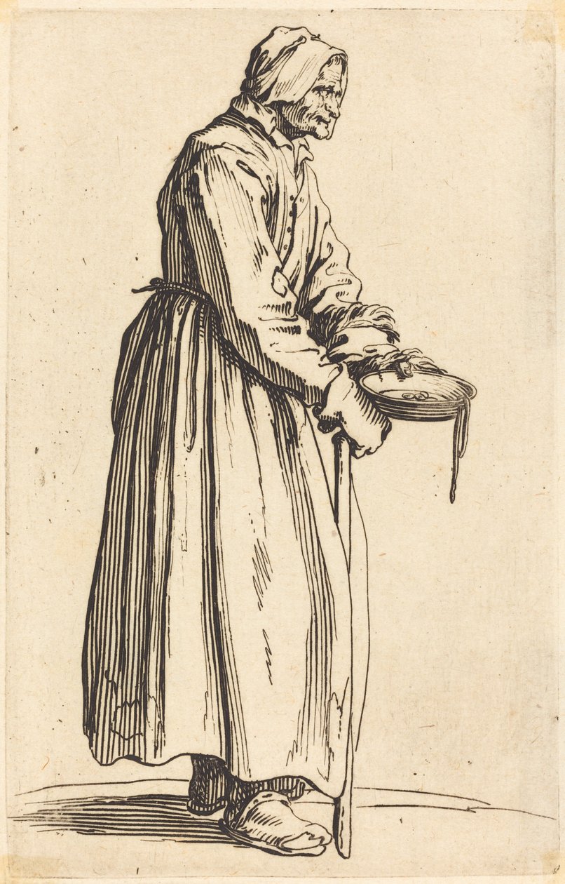 Kerjäläinen nainen Panin kanssa tekijältä Jacques Callot