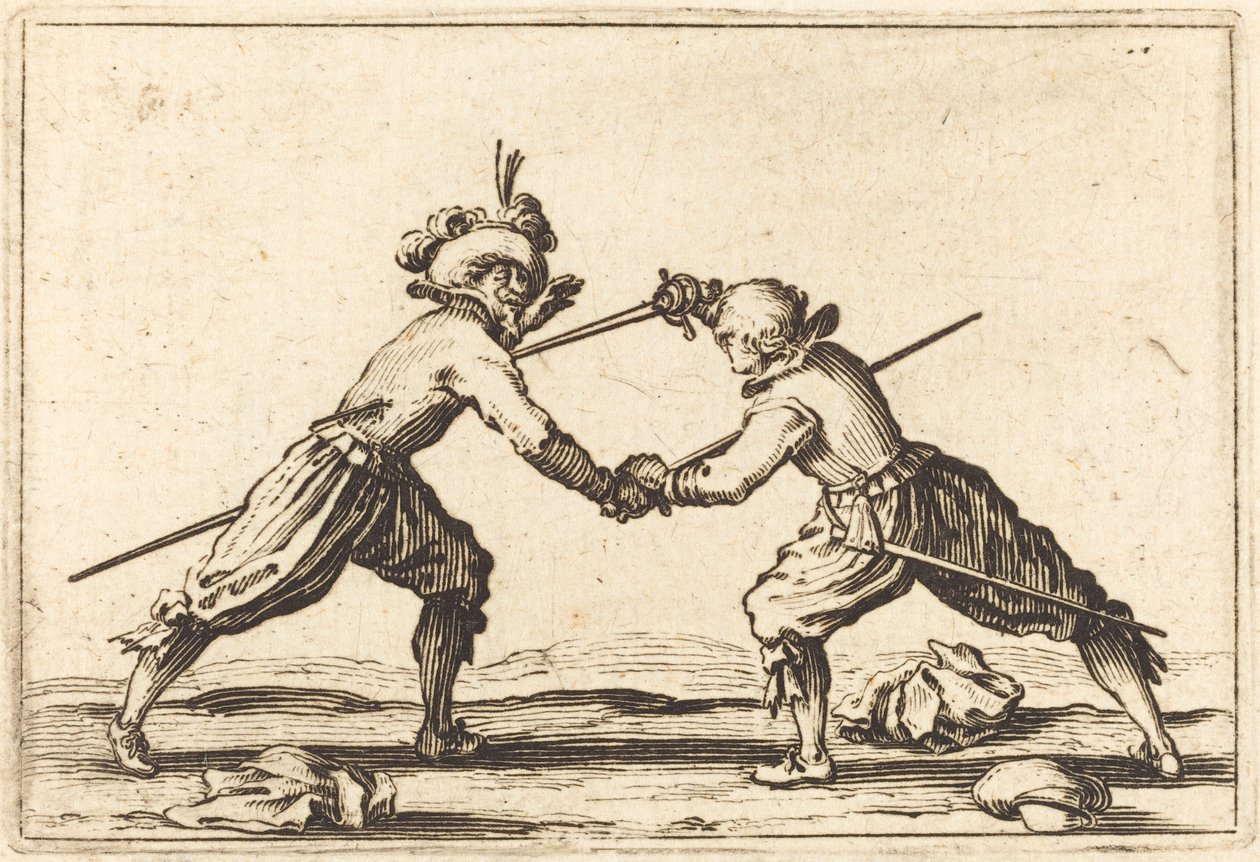 Kaksintaistelu miekkojen kanssa, c. 1622. tekijältä Jacques Callot