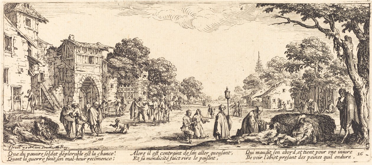 Kuolevat sotilaat tienvarrella tekijältä Jacques Callot