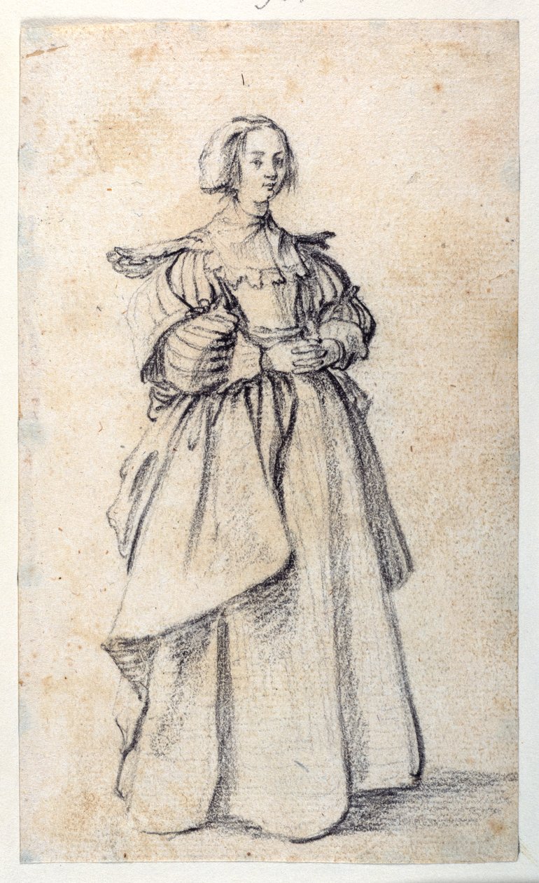 Naishahmo (musta liitu paperille) tekijältä Jacques Callot