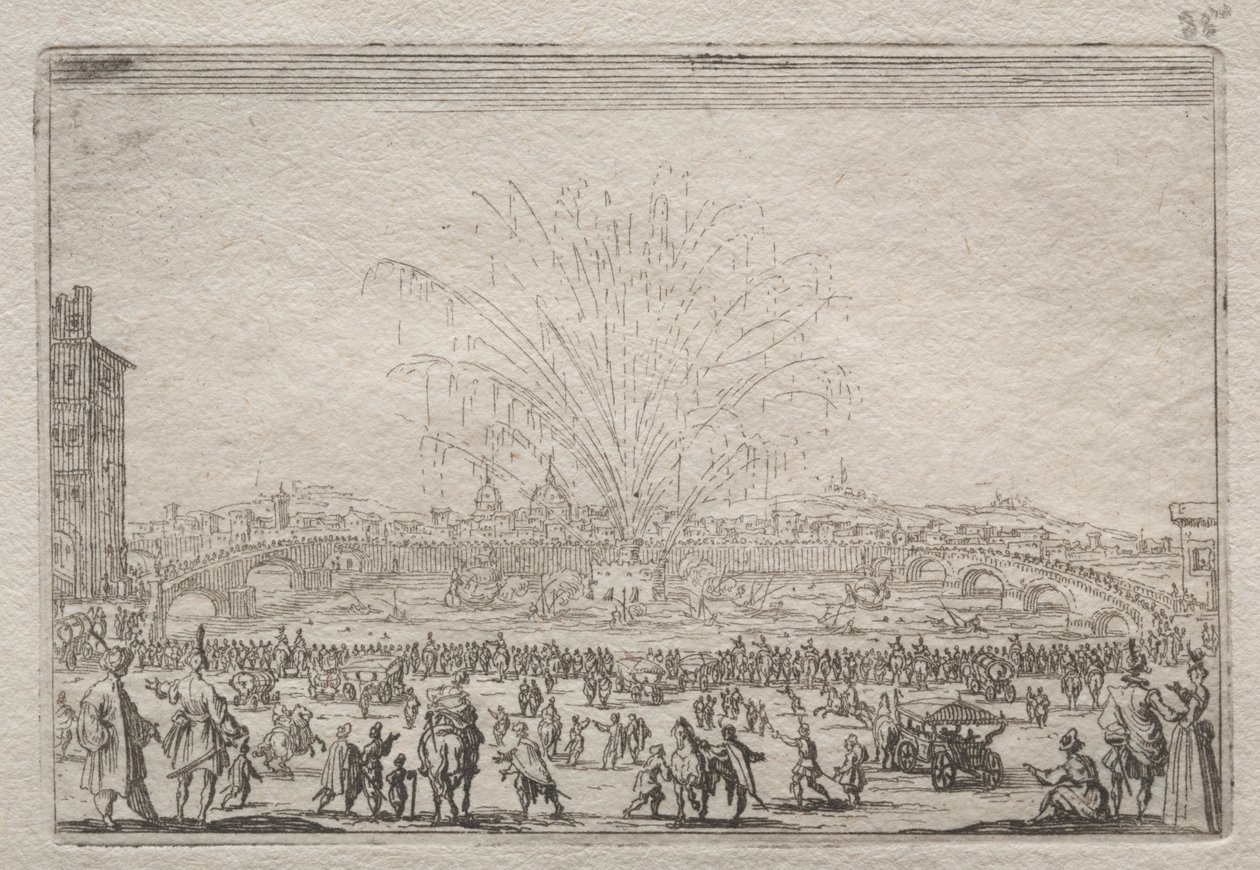 Ilotulitus Arnolla, n. 1622. tekijältä Jacques Callot