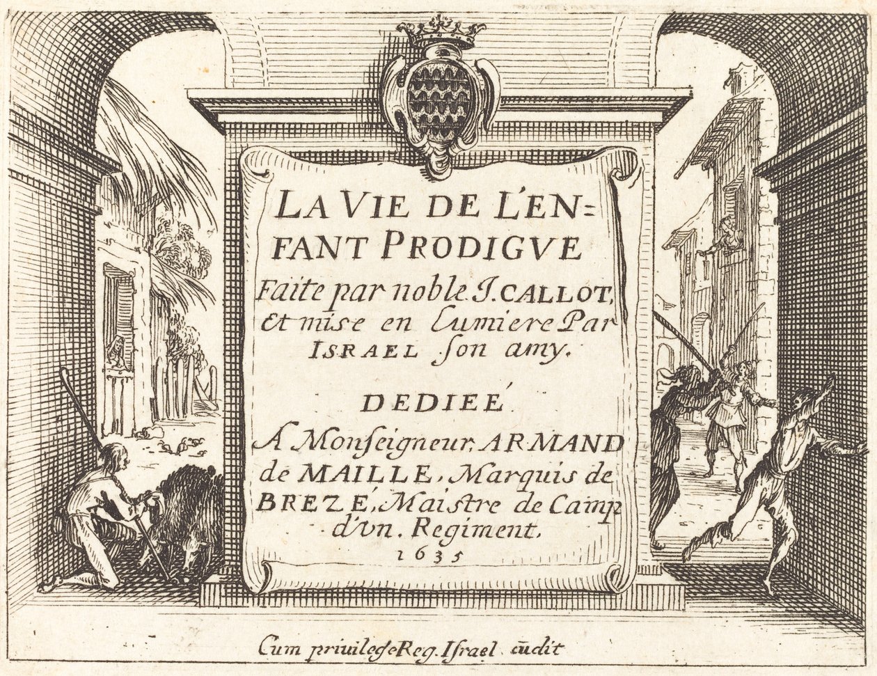 Tuhlaajapojan etukappale, 1635. tekijältä Jacques Callot