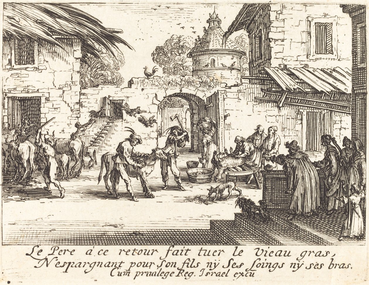 Lihatetun vasikan tappaminen tekijältä Jacques Callot
