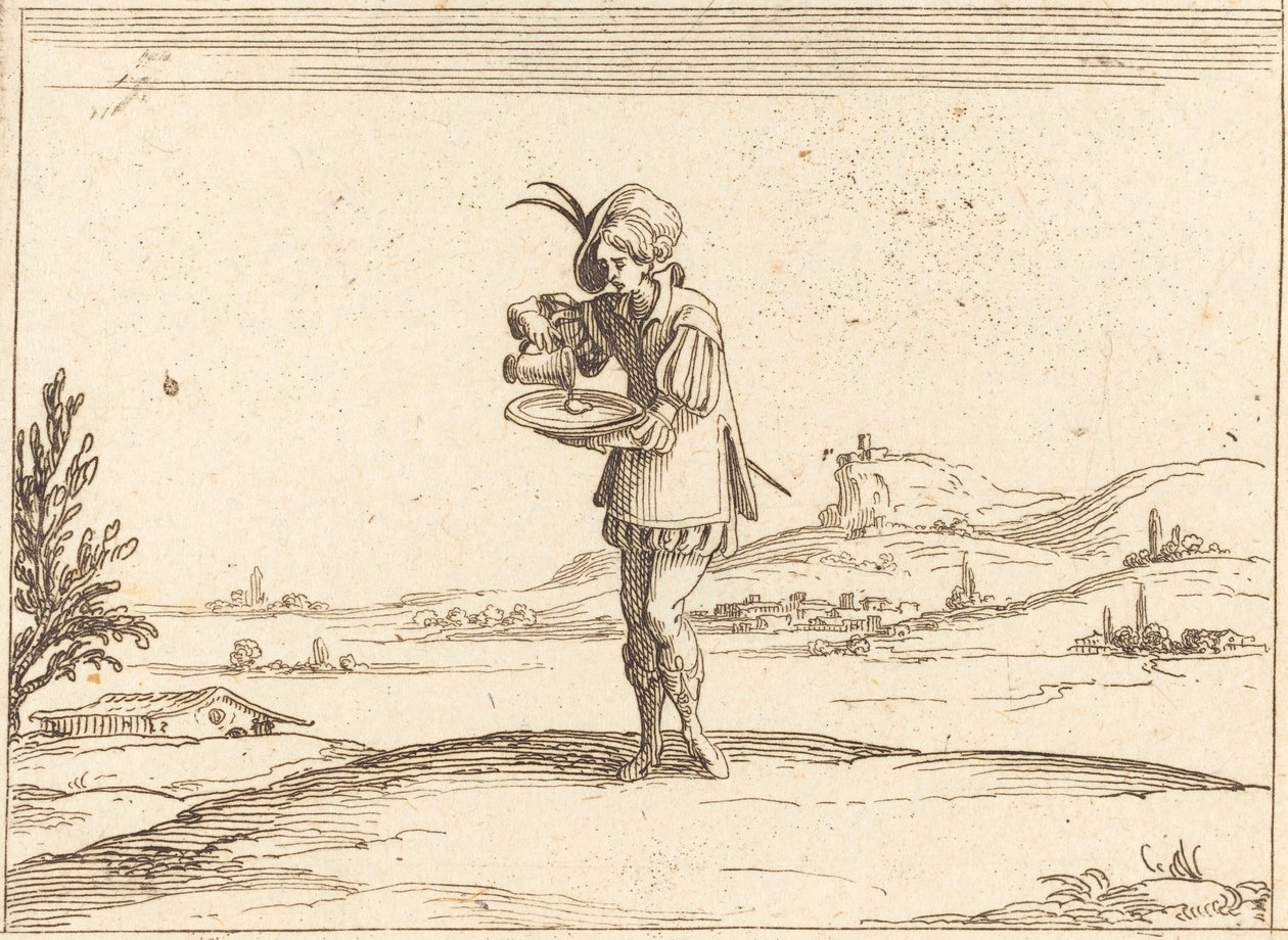 Mies pesemässä helmiä tekijältä Jacques Callot