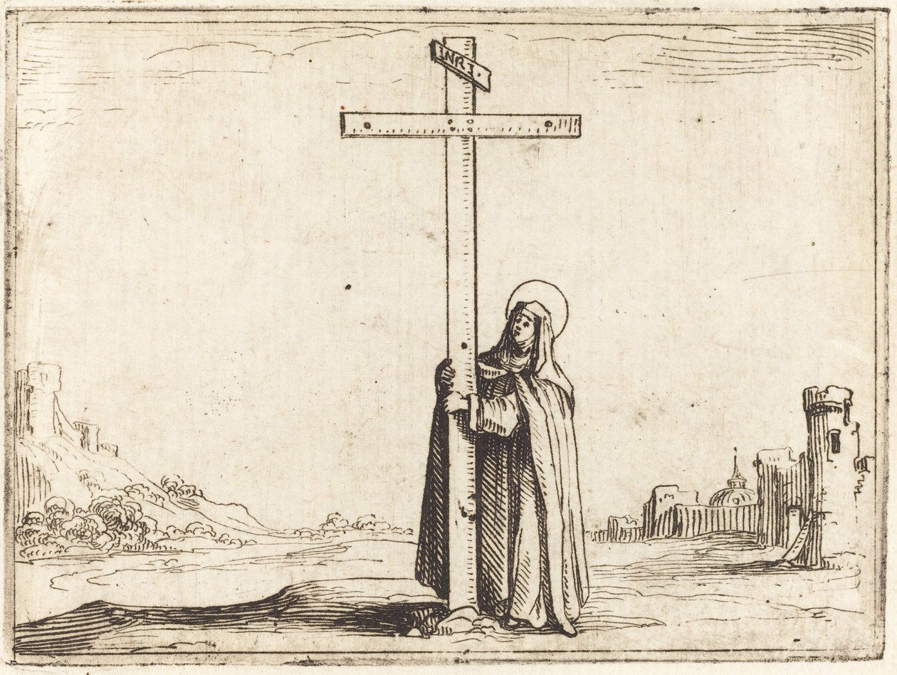 Nunna halaamassa Pyhää Ristiä tekijältä Jacques Callot