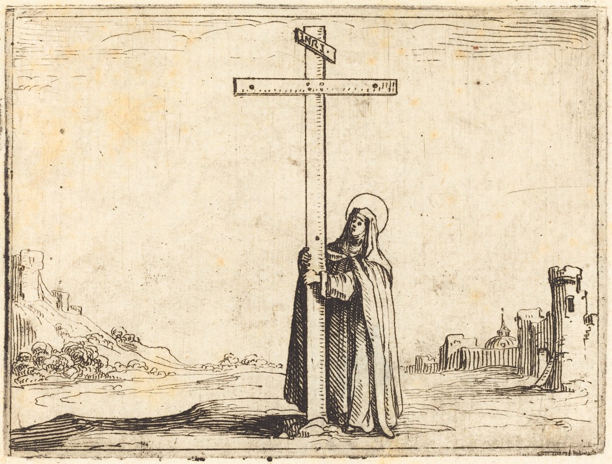 Monja abraçant el Holy Crossfinnish tekijältä Jacques Callot