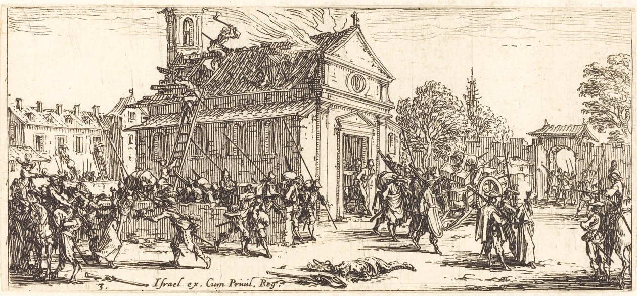 Luostarin ryöstäminen, n. 1633. tekijältä Jacques Callot