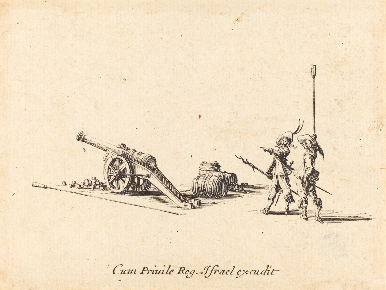 Valmistaudutaan ampumaan tykkiä, 16341635. tekijältä Jacques Callot