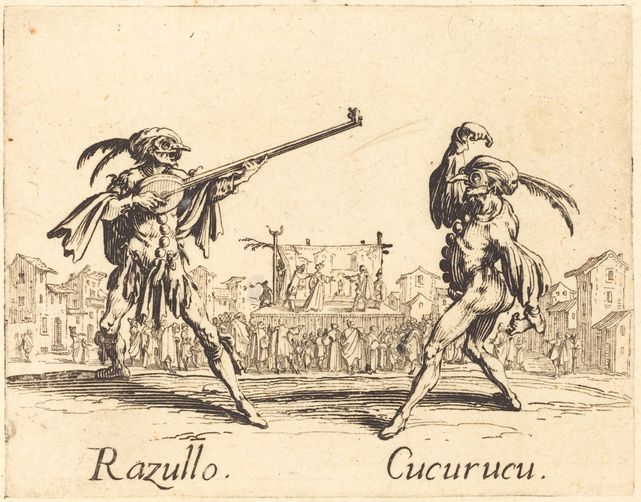 Razullo i Cucurucu, c. 1622. tekijältä Jacques Callot