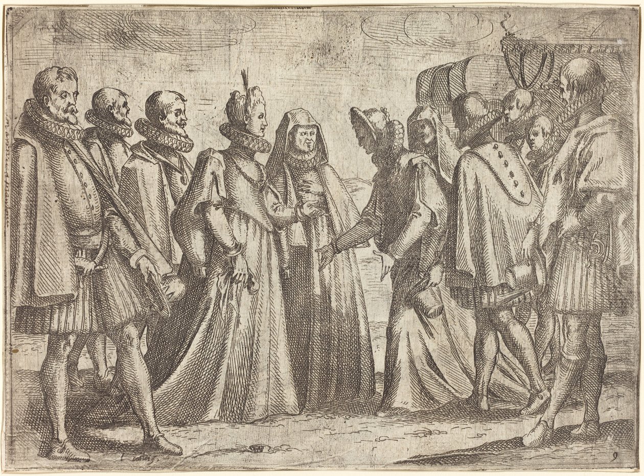 Vastaanotto Mantovassa [oikealla] tekijältä Jacques Callot