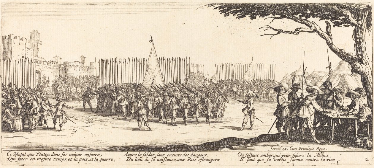 Joukkojen värvääminen, n. 1633. tekijältä Jacques Callot
