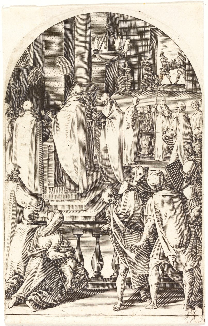 Pyhä Basil viettää messua, 16081611. tekijältä Jacques Callot