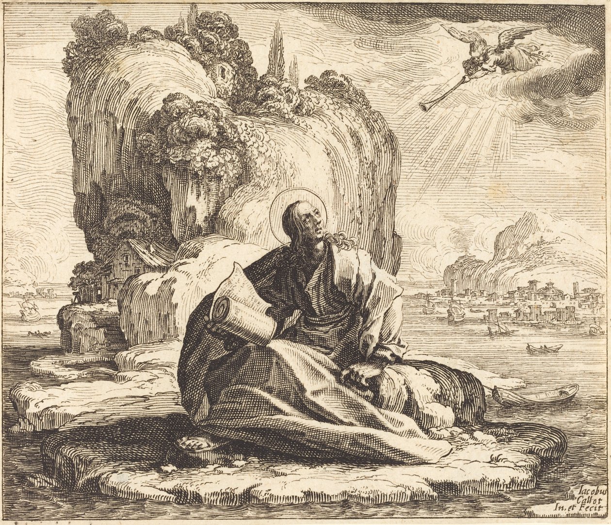 Pyhä Johannes Patmossaarella tekijältä Jacques Callot