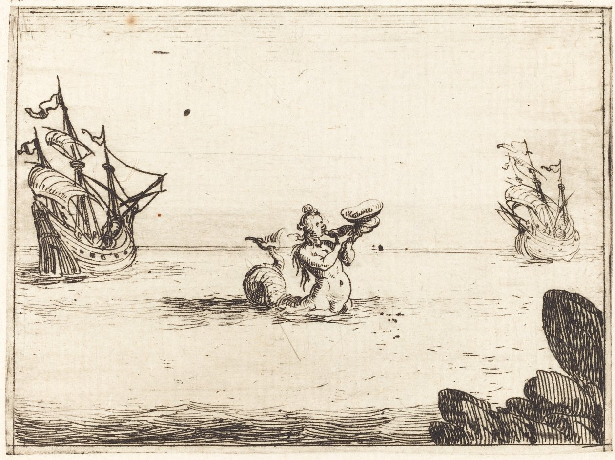 Sireeni kahden laivan välissä, 1628. tekijältä Jacques Callot
