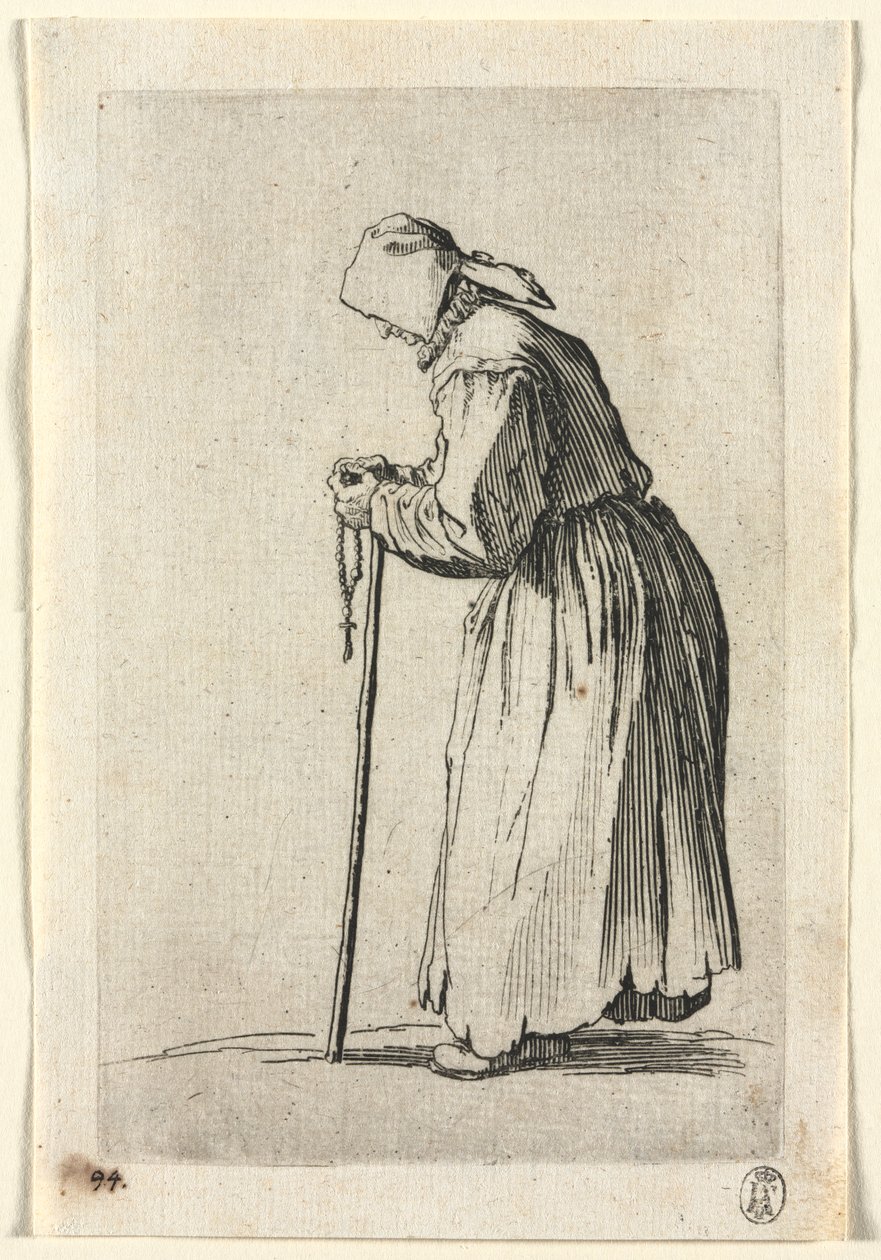 The Beggars: Beggar at Her Rosary tekijältä Jacques Callot