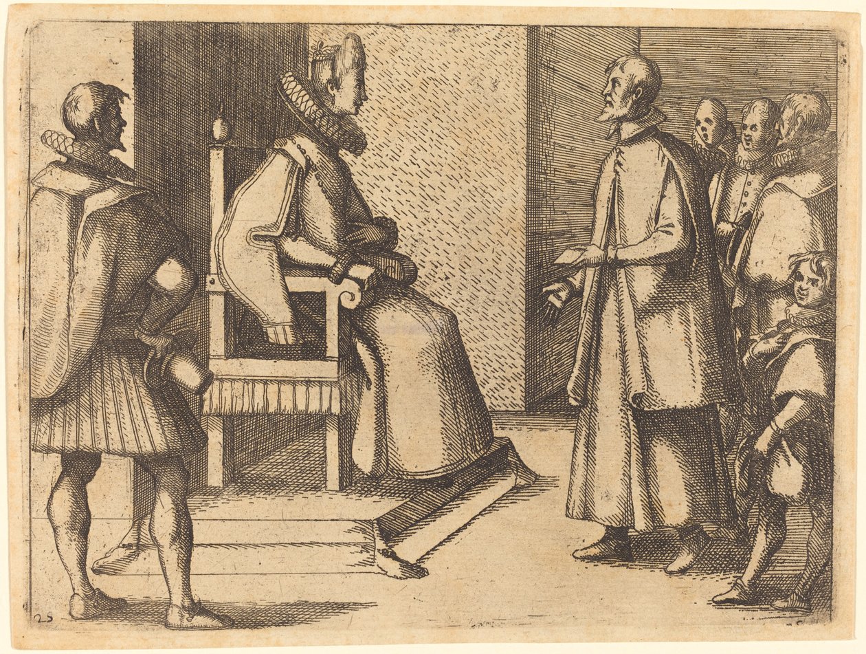 Toscanan lähettiläs kiittää kuningatarta tekijältä Jacques Callot