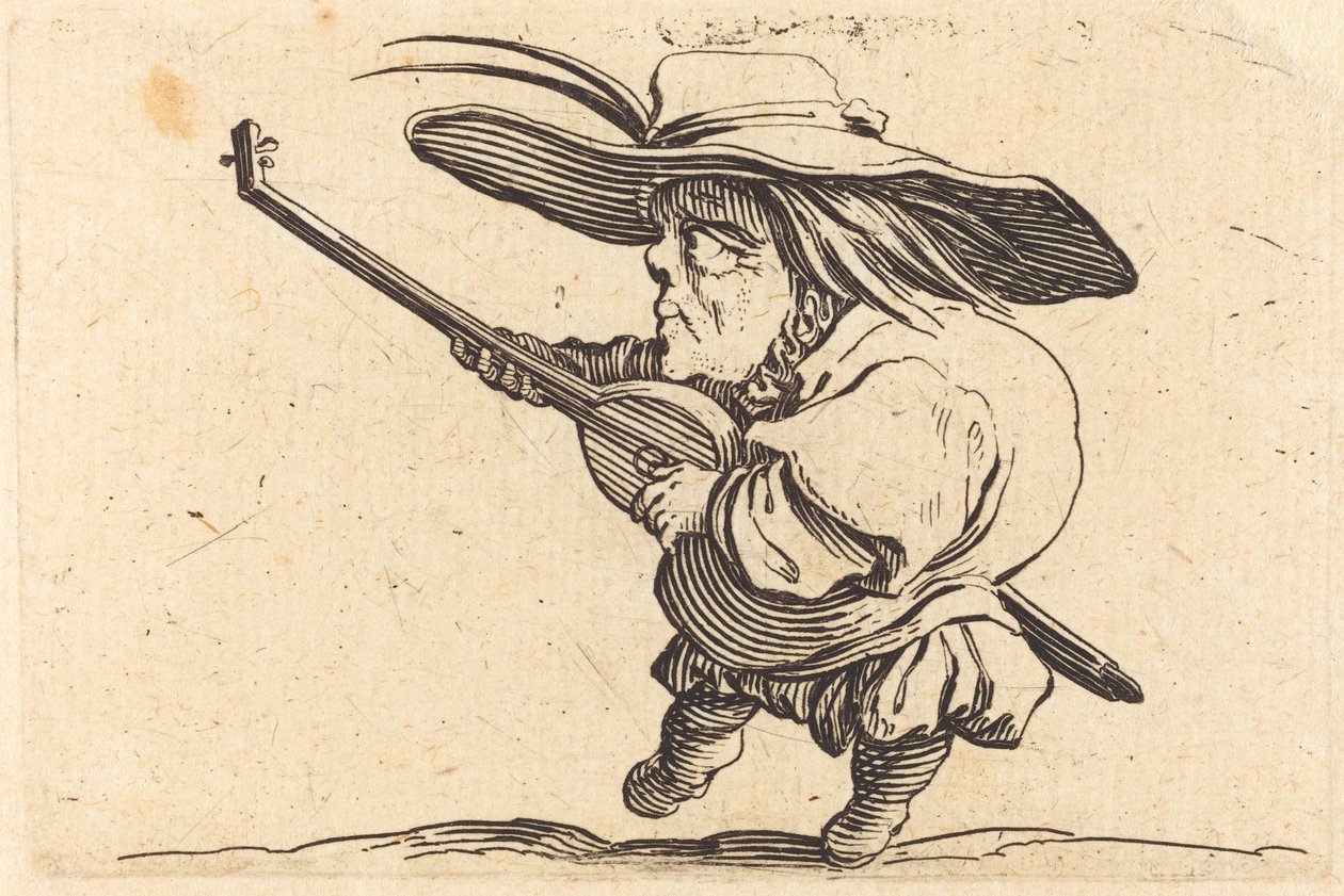 Luuttisoittaja, c. 1622. tekijältä Jacques Callot