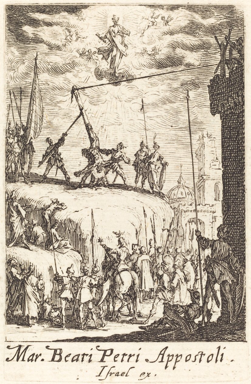 Pyhän Pietarin marttyyrikuolema, n. 16341635. tekijältä Jacques Callot