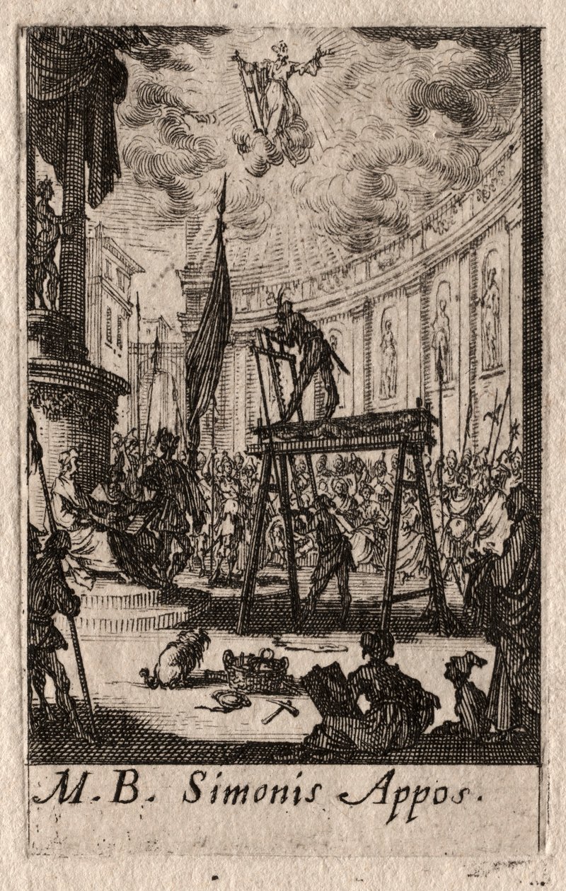 Apostolien marttyyrikuolema: Pyhä Simon. tekijältä Jacques Callot
