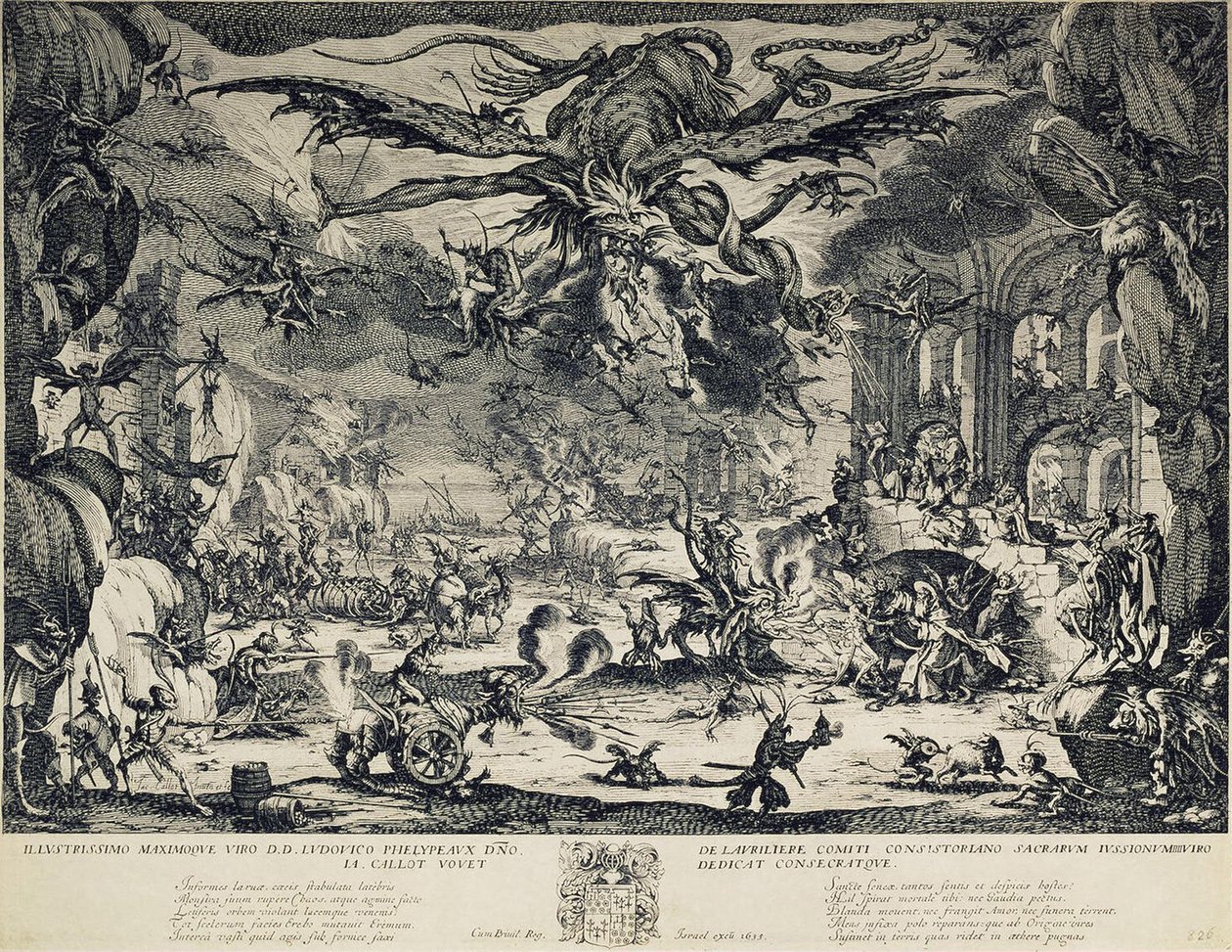 Pyhän Antoniuksen kiusaus, 1635 tekijältä Jacques Callot