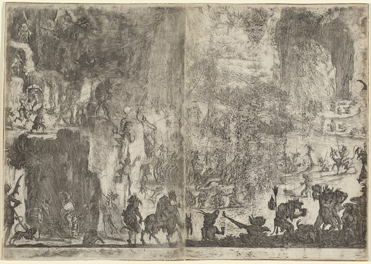 Pyhän Antoniuksen kiusaus [ensimmäinen versio] tekijältä Jacques Callot