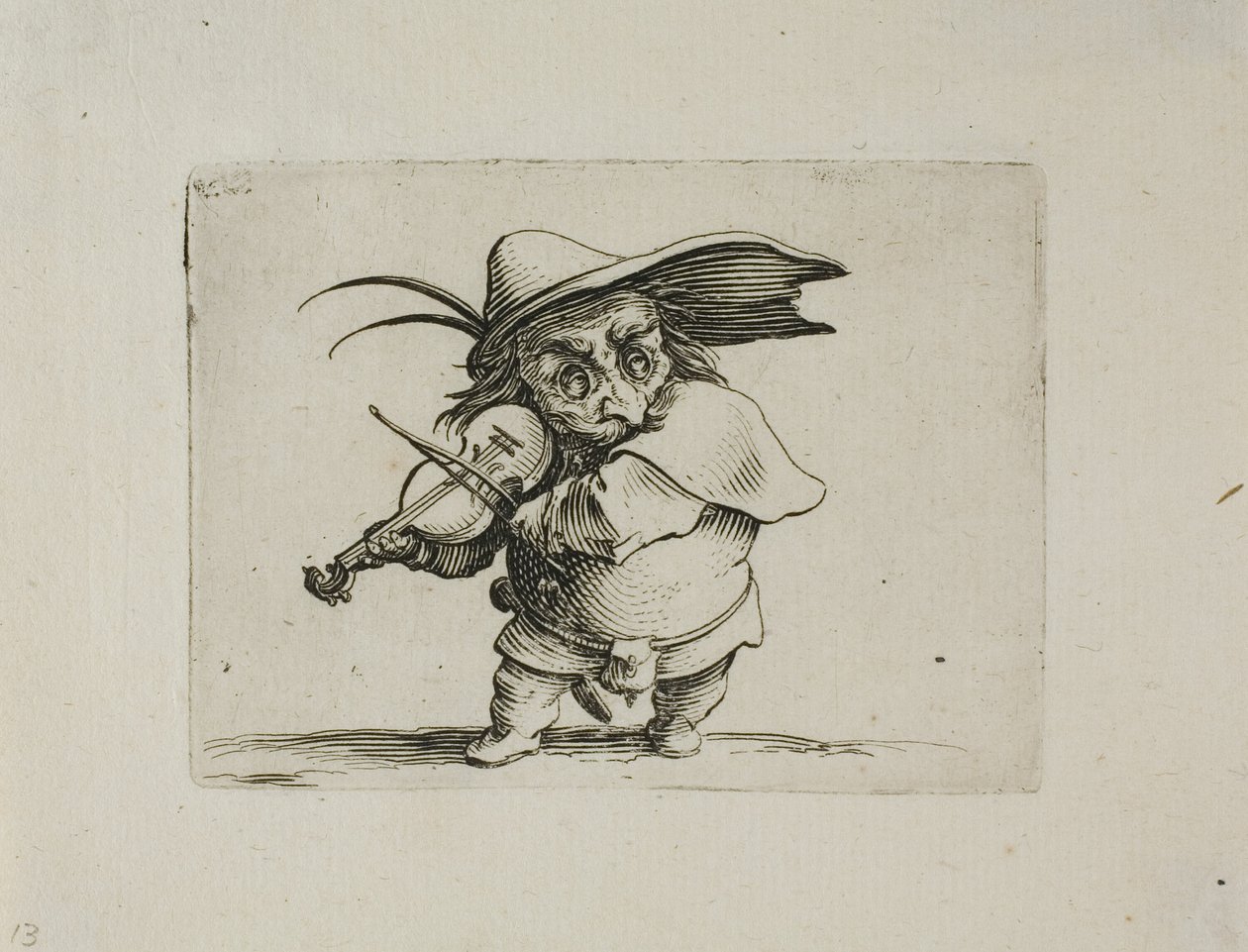 Viulunsoittaja, Varie Figure Gobbi tekijältä Jacques Callot