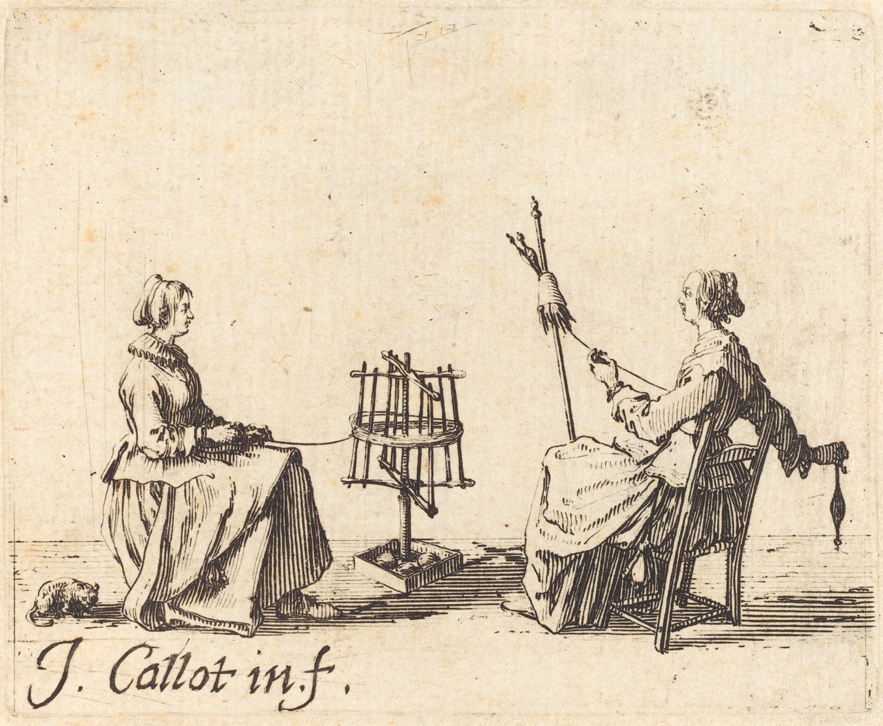 Winder ja Spinner, c. 1623. tekijältä Jacques Callot