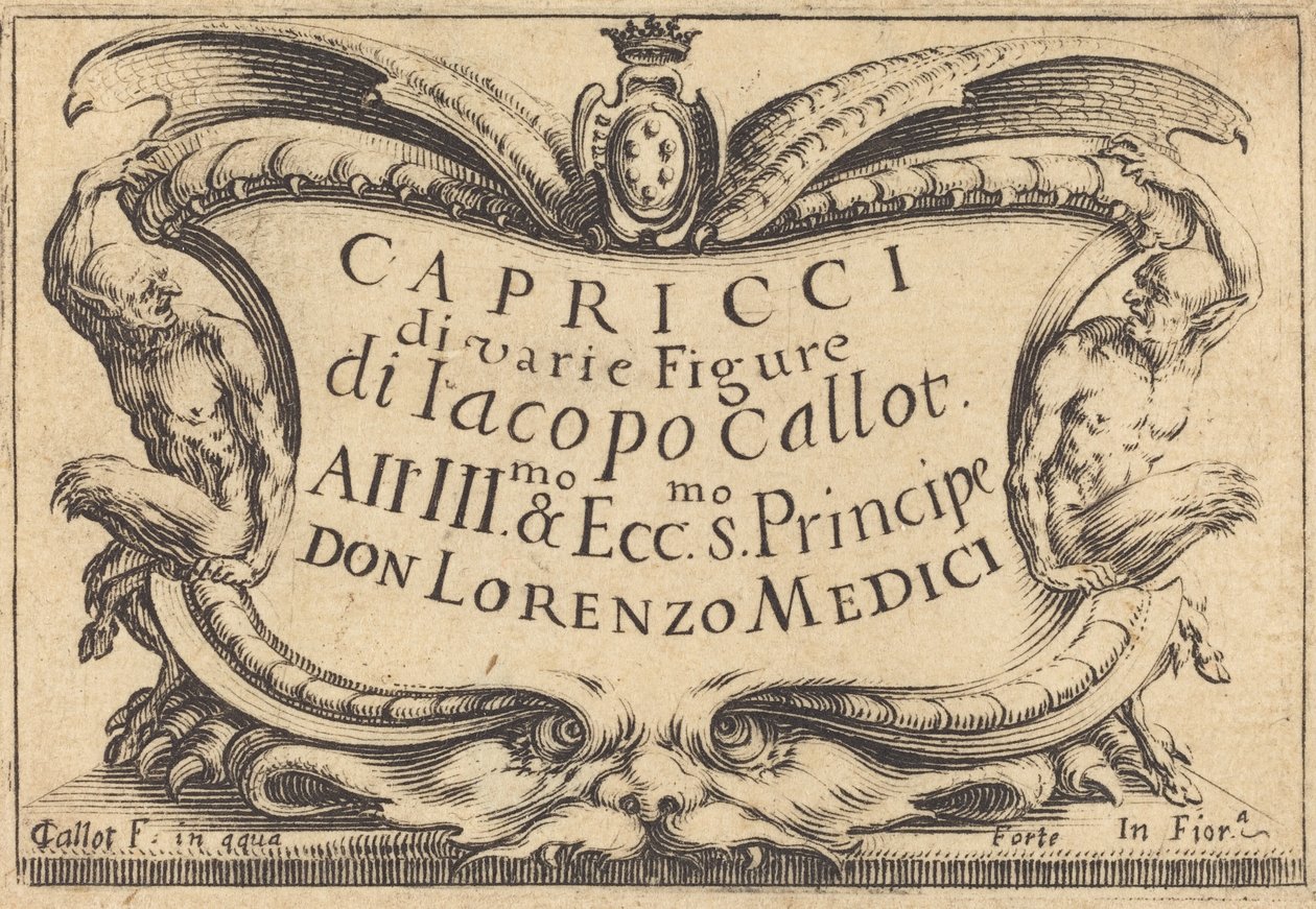 Otsikko "The Capricci" tekijältä Jacques Callot