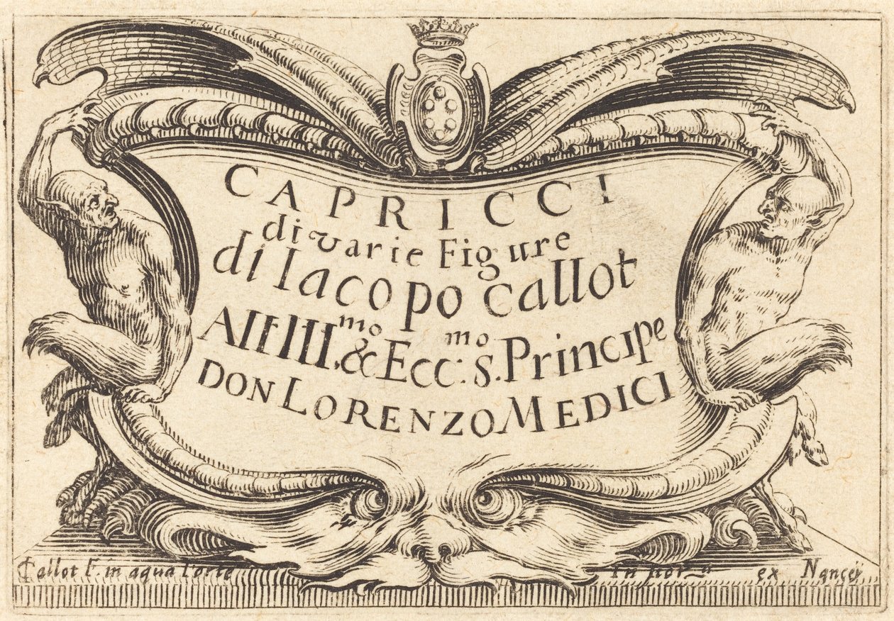 Otsikko "The Capricci" tekijältä Jacques Callot