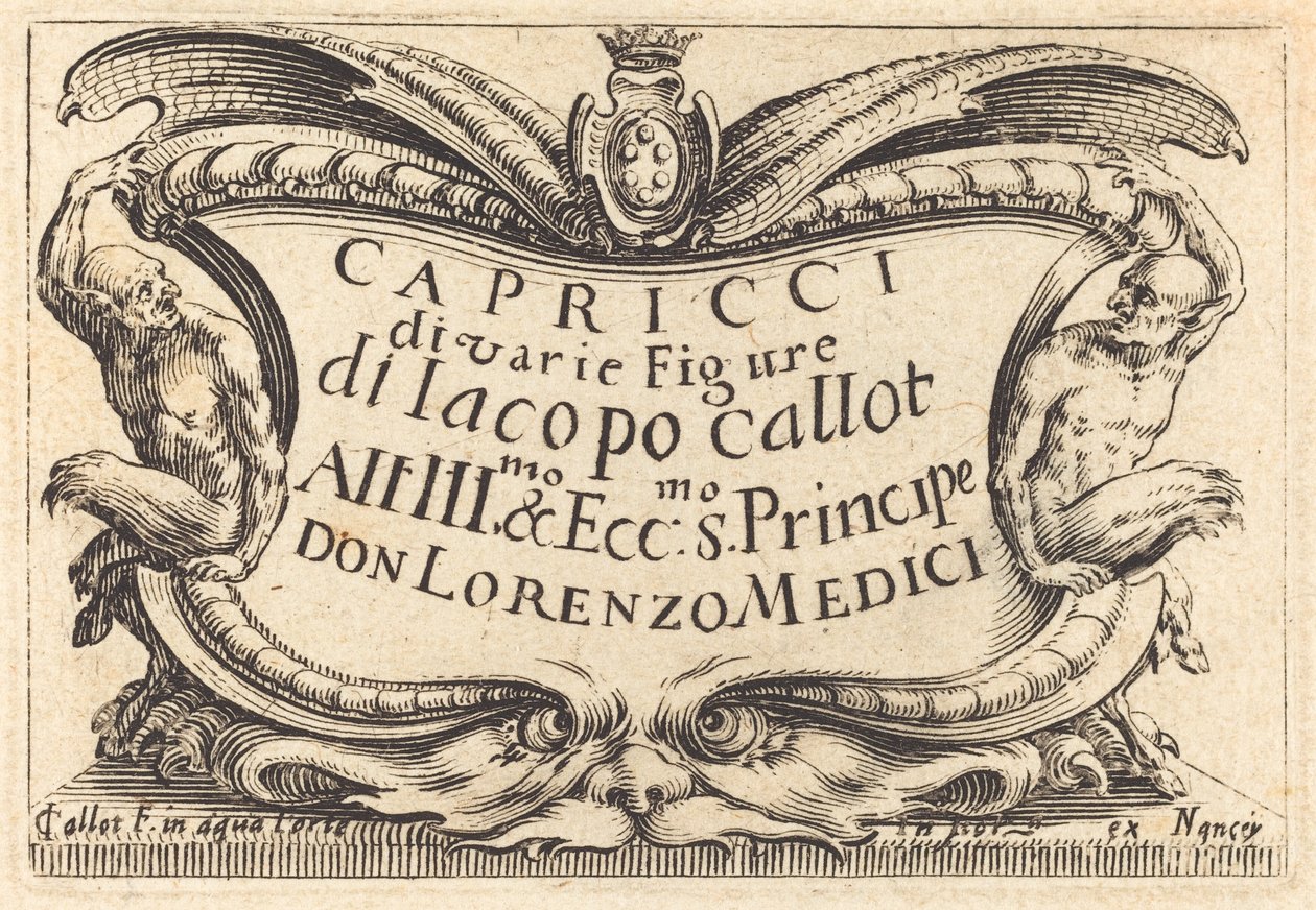 Otsikko "The Capricci" tekijältä Jacques Callot