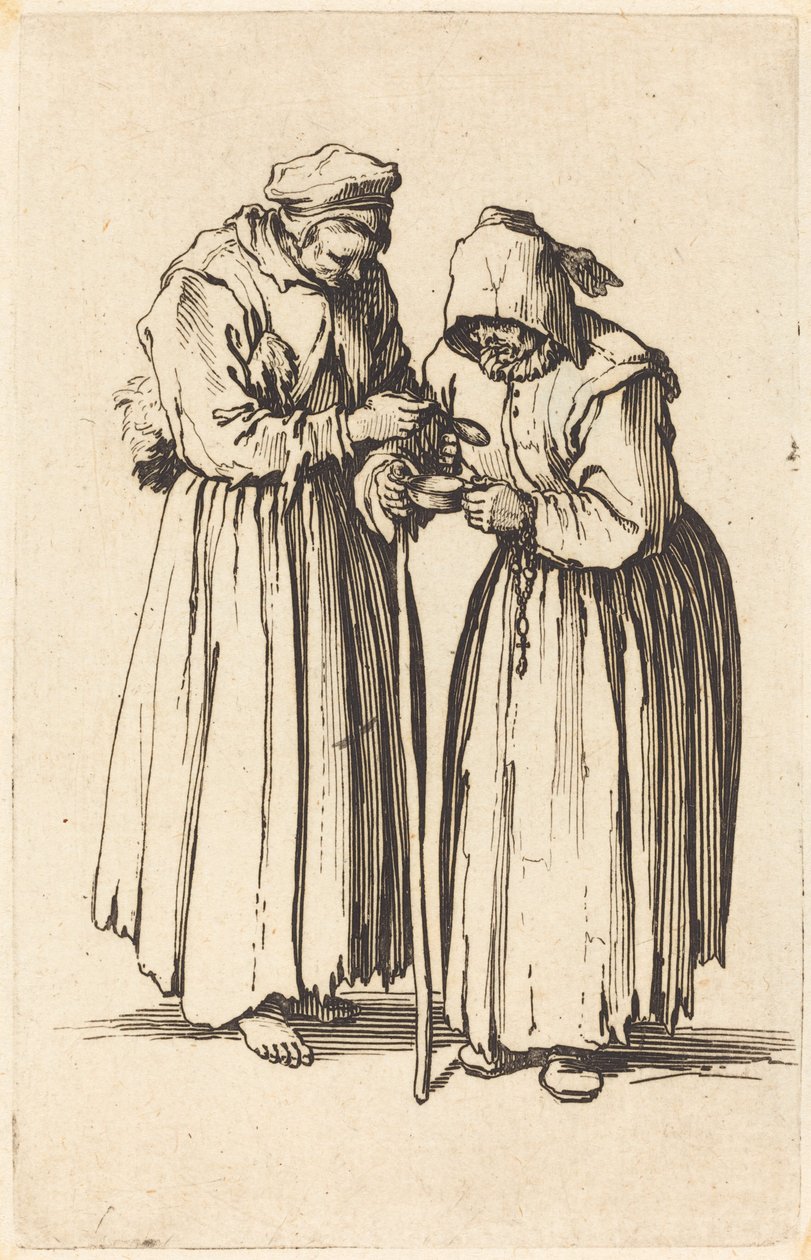 Kaksi kerjäläistä naista, n. 1622. tekijältä Jacques Callot