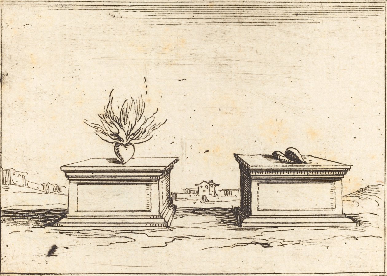 Kaksi sydäntä, 1628. tekijältä Jacques Callot