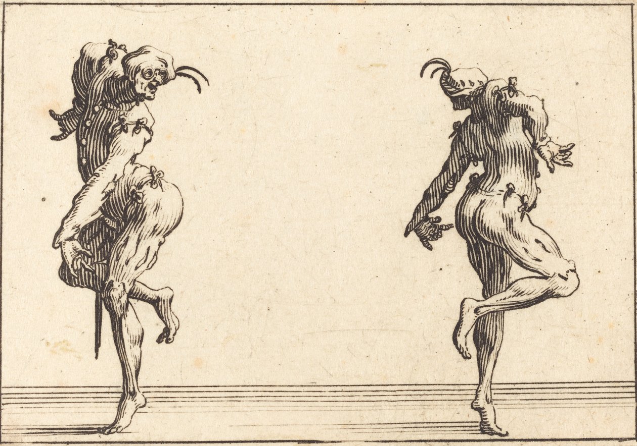 Kaksi Pantaloonia tanssivat tekijältä Jacques Callot