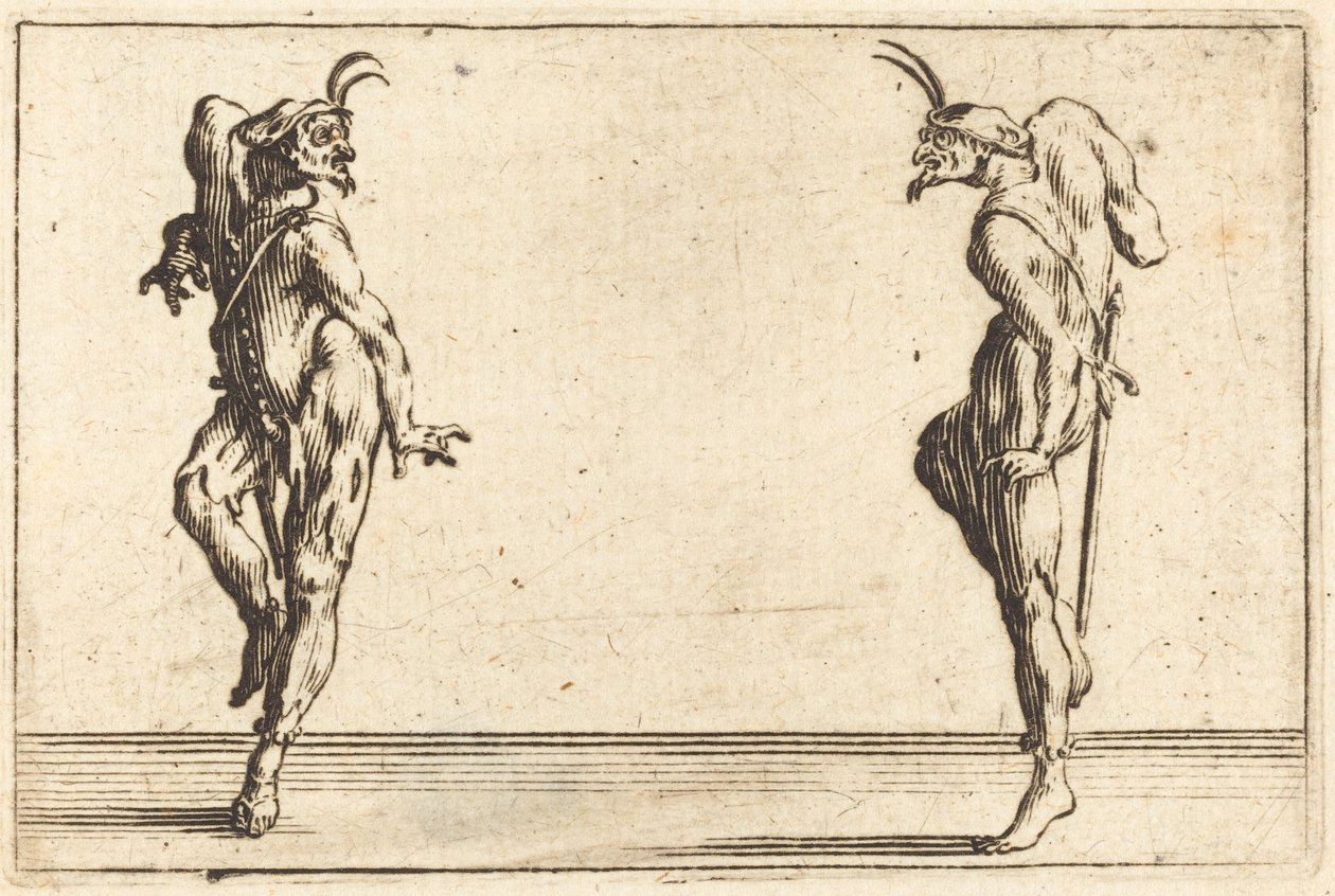 Kaksi Pantaloonia tanssivat tekijältä Jacques Callot