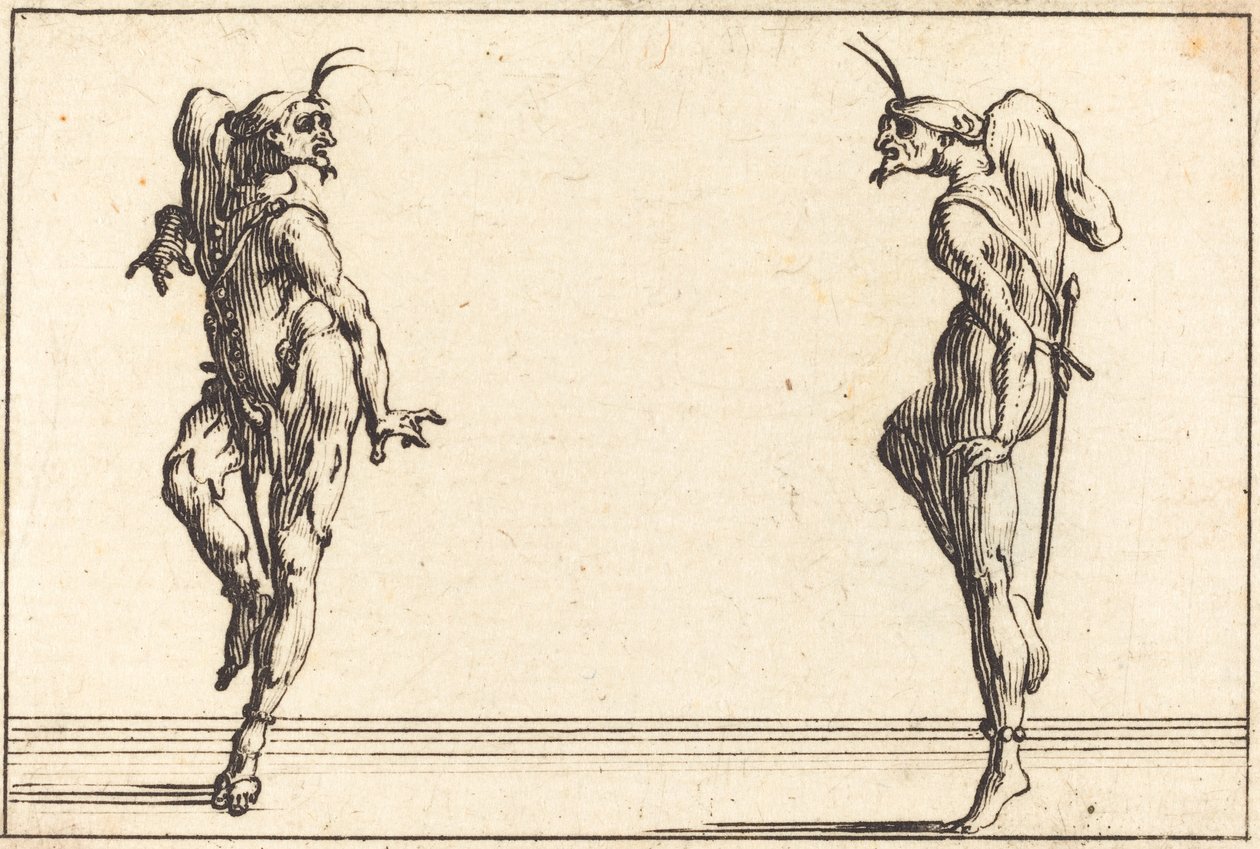 Two Pantaloons Dancing, c. 1617. tekijältä Jacques Callot
