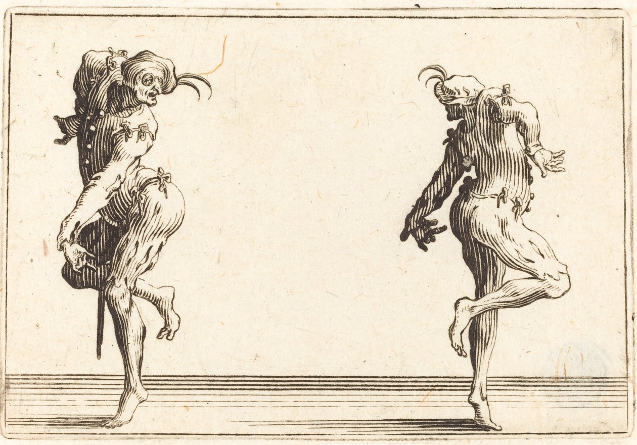 Two Pantaloons Dancing, c. 1622. tekijältä Jacques Callot