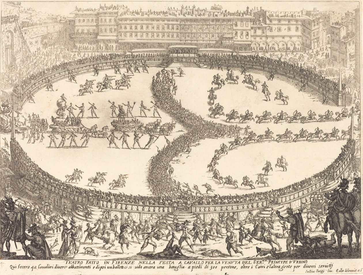 Näkymä festivaaleille, 1616. tekijältä Jacques Callot