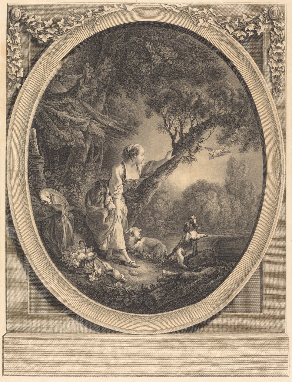 Kuriirin saapuminen tekijältä Jacques Firmin Beauvarlet after François Boucher