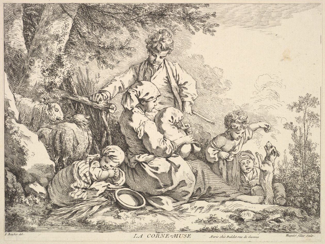 Säkkipilli, 1700-luvun puolivälistä loppu. tekijältä Jacques Gabriel Huquier