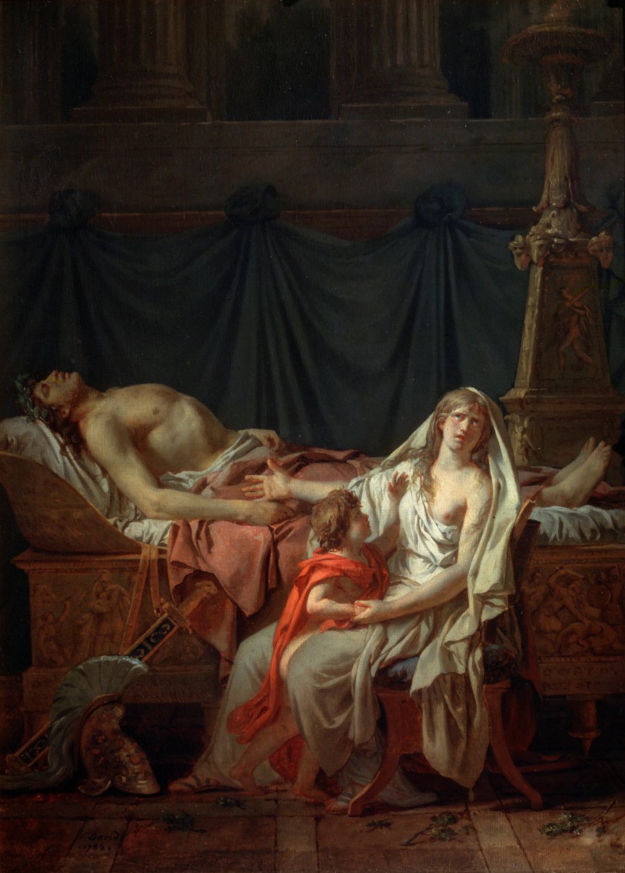 Andromache suree Hectoria, 1783. tekijältä Jacques Louis David