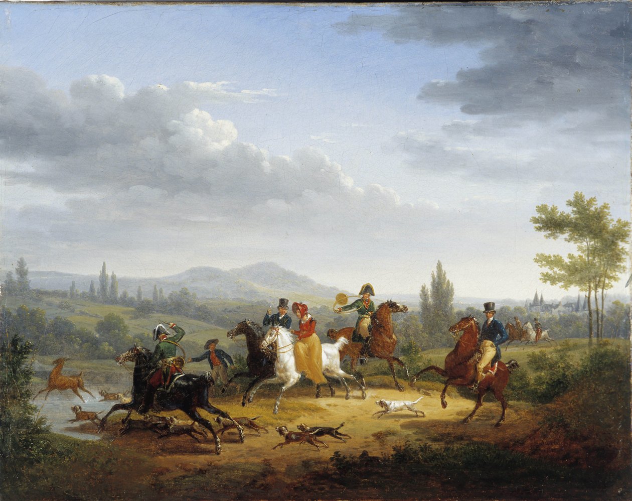 Hirvenmetsästys (öljy kankaalle) tekijältä Jacques Swebach Desfontaines