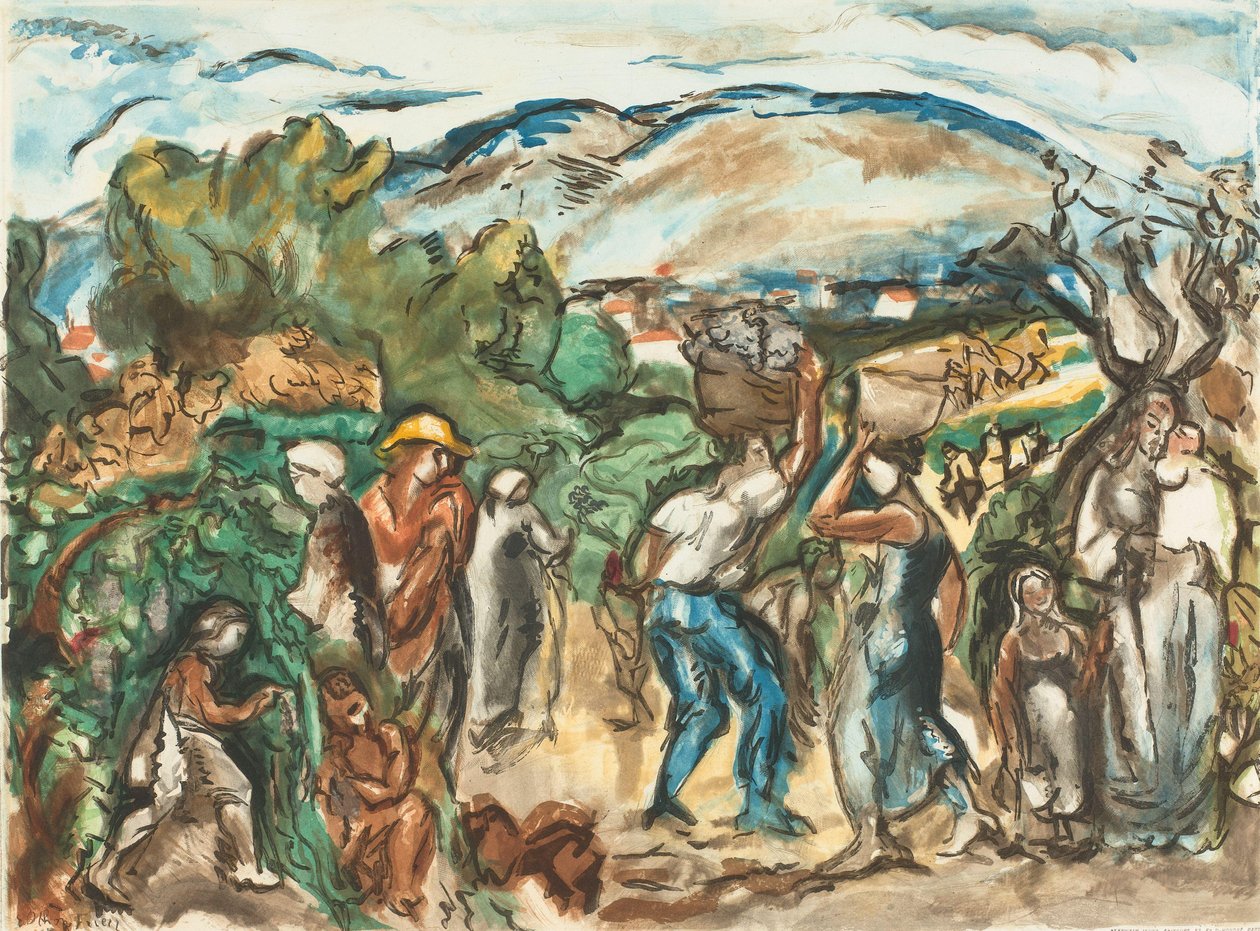 Kuvien sadonkorjuu Friesz, Les Vendanges (alkuperäinen nimi) tekijältä Jacques Villon