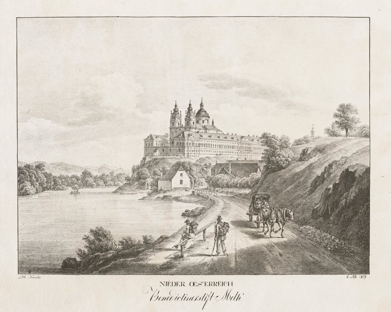 Ala-Itävalta, benediktiiniläisluostari Melkissä, 1819. tekijältä Jakob Alt