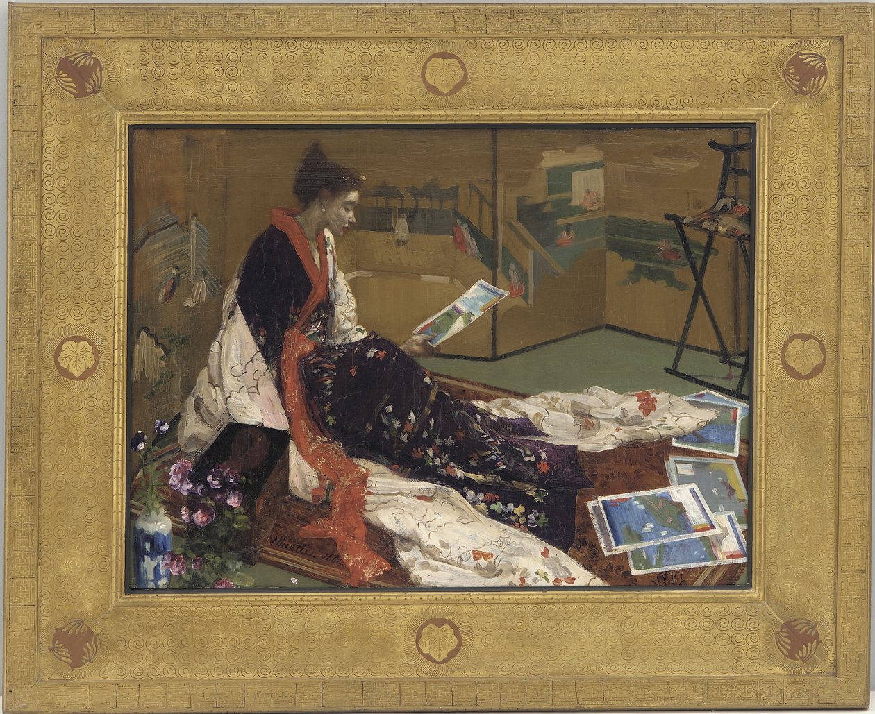 Caprice violetissa ja kullassa: Kultainen seula, 1864 (öljy puulevylle) tekijältä James Abbott McNeill Whistler