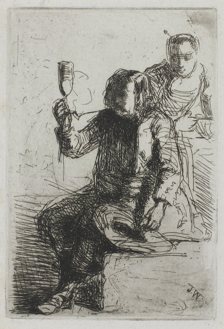 Hollantilainen lasi kädessään, noin 1857 (etsaus paperille). tekijältä James Abbott McNeill Whistler